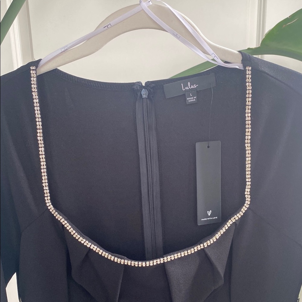 Lulu's Black Dress with Gem Details - Picture 6 of 8